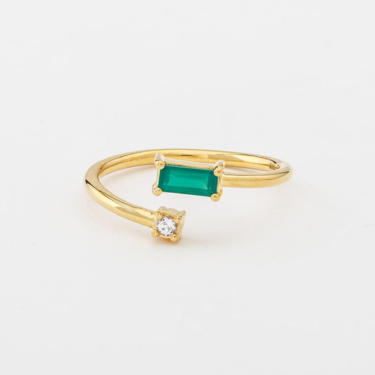 Green Onyx Baguette Ring